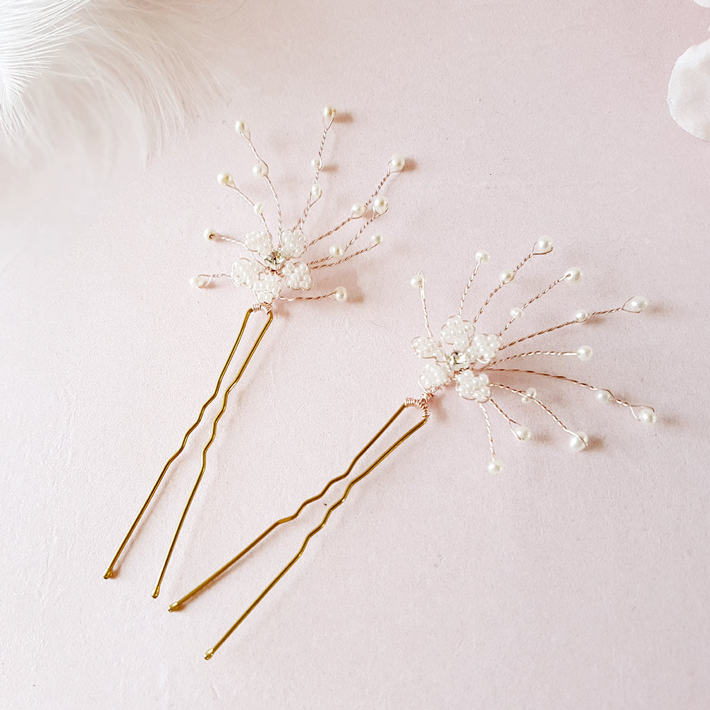 Jasmine Freshwater Pearl Cherry Blossom Hair Pins