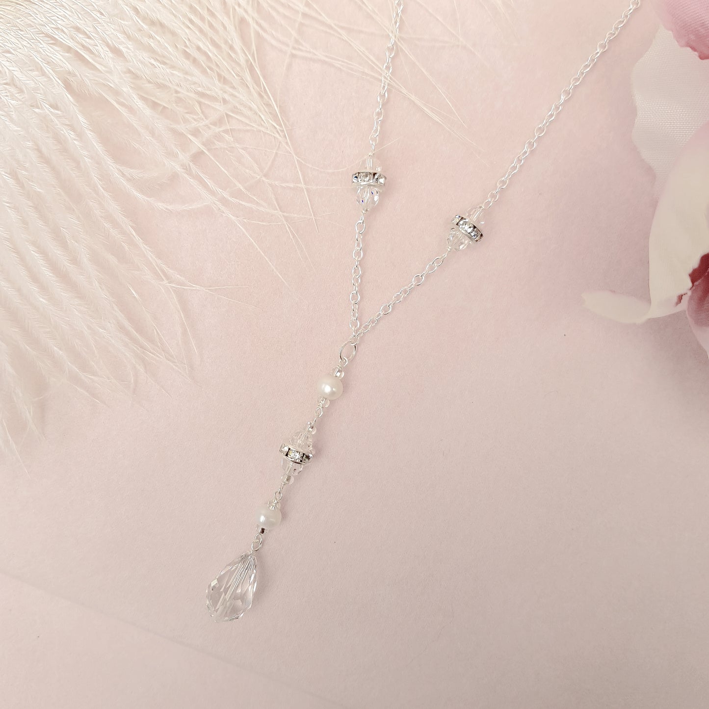 Lovely Crystal & Pearl Bridal Necklace