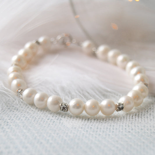 Sweetie Vintage Pearl & Crystal Bridal Bracelet by Susie Warner