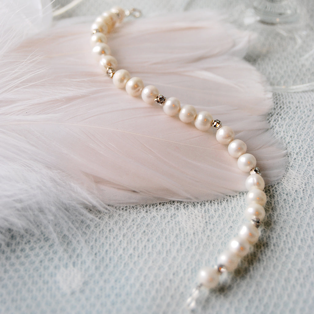 Sweetie Vintage Pearl & Crystal Wedding Bracelet by Susie Warner