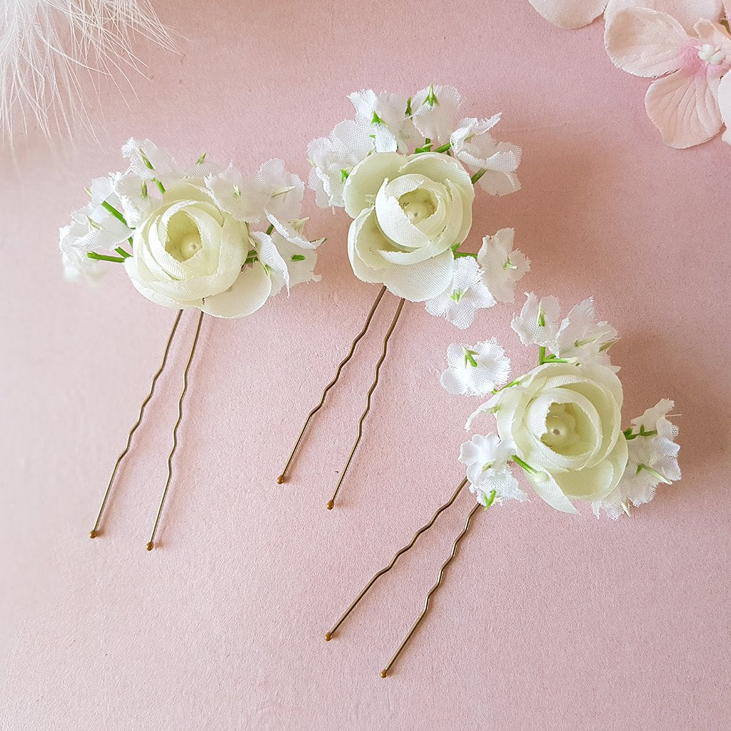 ROSE FLOWER BOUQUET WEDDING HAIR PINS | SUSIE WARNER BRIDAL ACCESSORIES