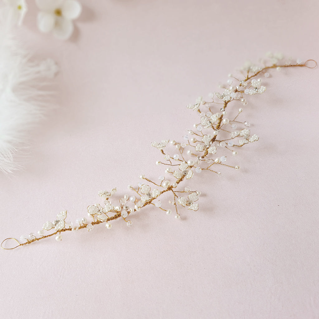 Statement nature inspired floral hairpiece for brides designed & handmade by susie warner.