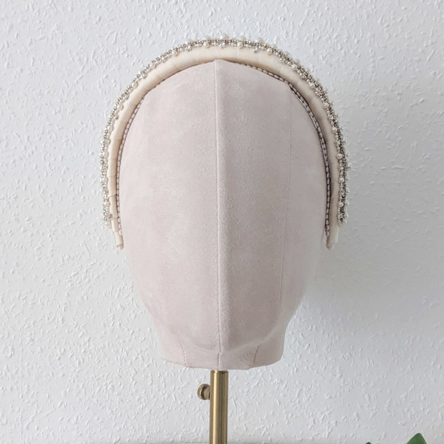 Statement vintage pearl & crystal bridal headband for weddings designed & handmade by susie warner.